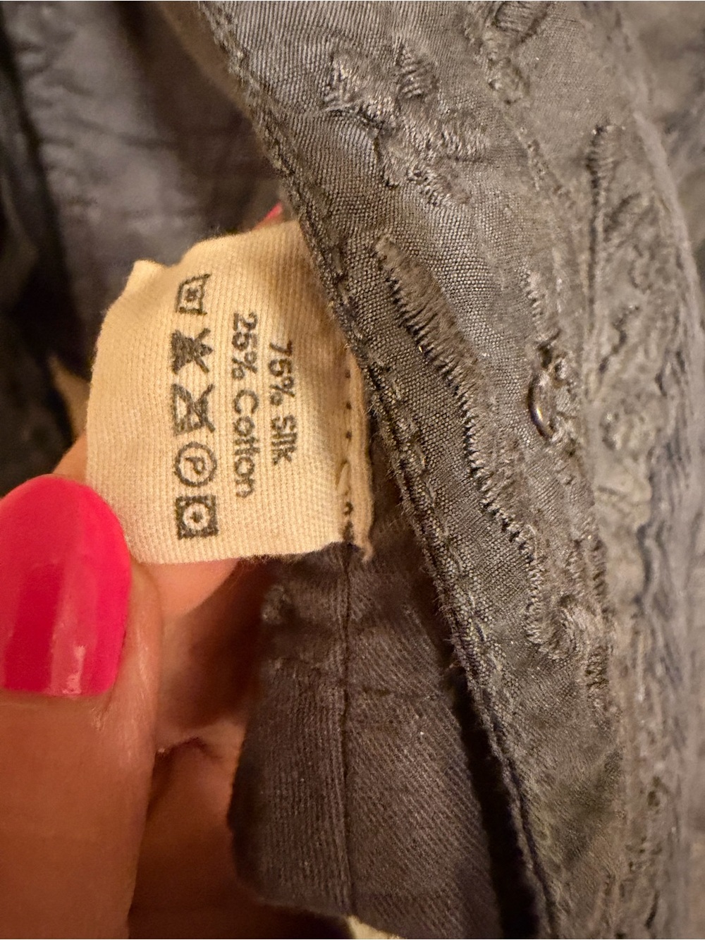 Magnolia Pearl Textured Tie-Front Cropped Inna Jacket tails charcoal silk cotton - Picture 5 of 10
